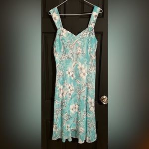 Dress Barn Green, Blue, and White Multi Color Flower Dress